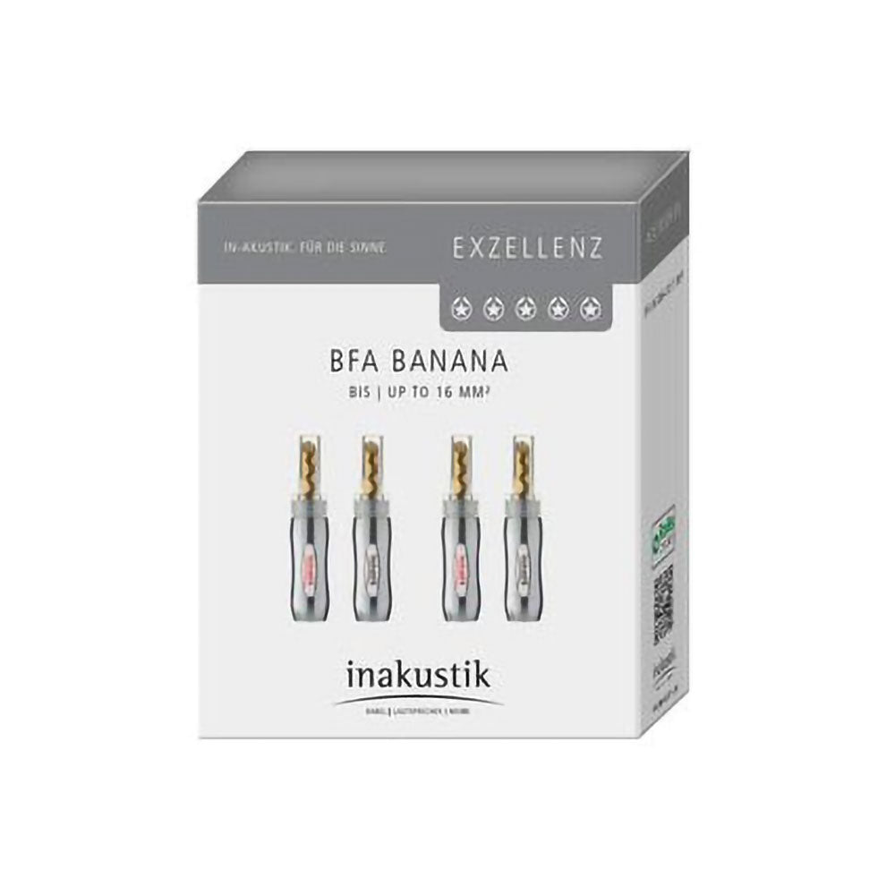 Inakustik Excellence 4mm BFA Banana Plug 24K Gold Metal Barrel Barrel (set of 4)