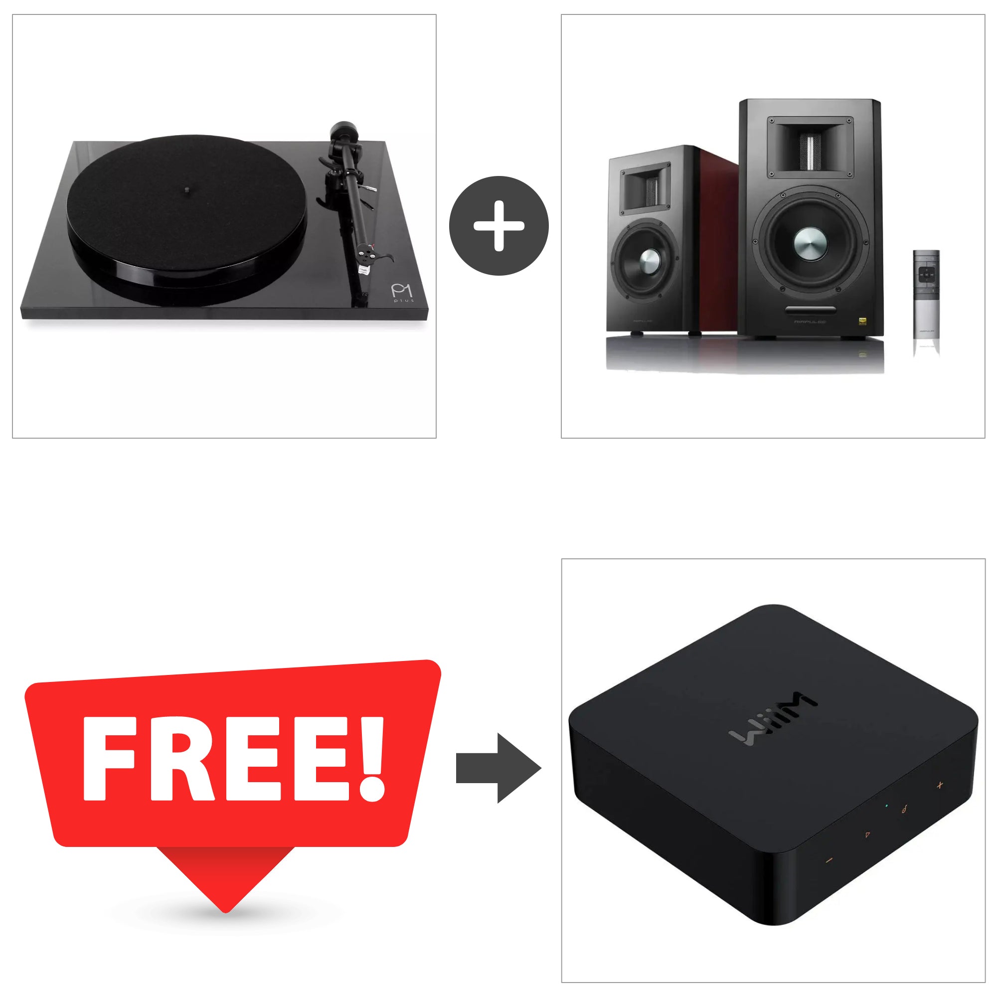 Rega Planar 1 Plus Turntable + Airpulse A300 Active HiFi Speakers + FREE WiiM Pro Plus