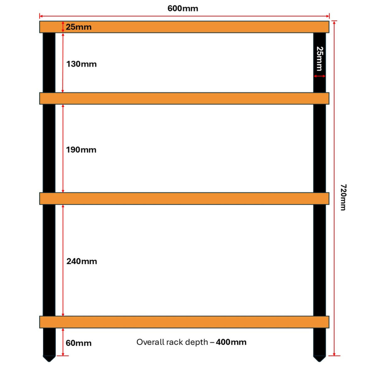 PLENQ Bamboo-1 Single Shelf with Legs