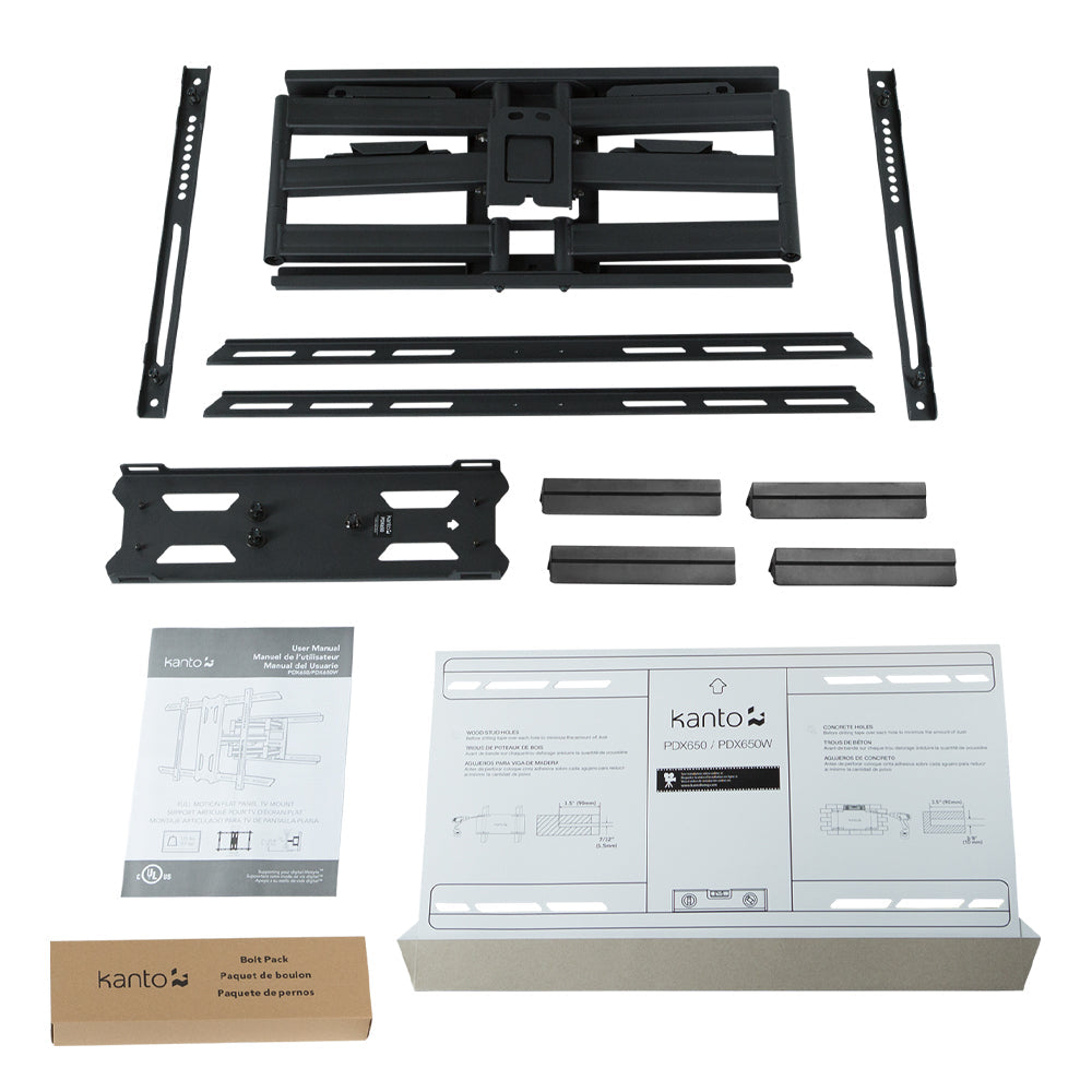 Kanto PDX650 Full Motion TV Wall Mount for 37" - 90" TVs, Black