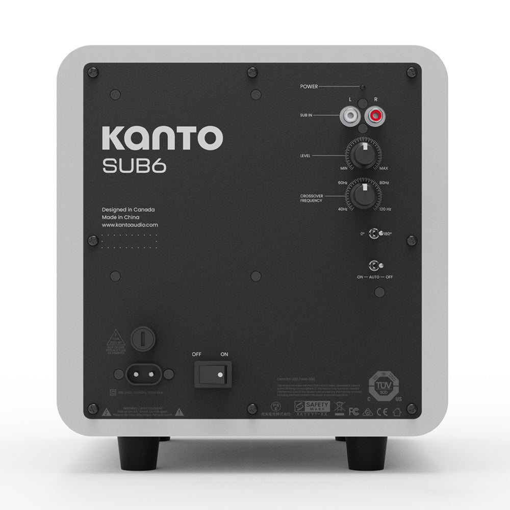 Limited Edition - Kanto SUB6 200W 6" Sealed Powered Subwoofer, Matte White, With White Grill