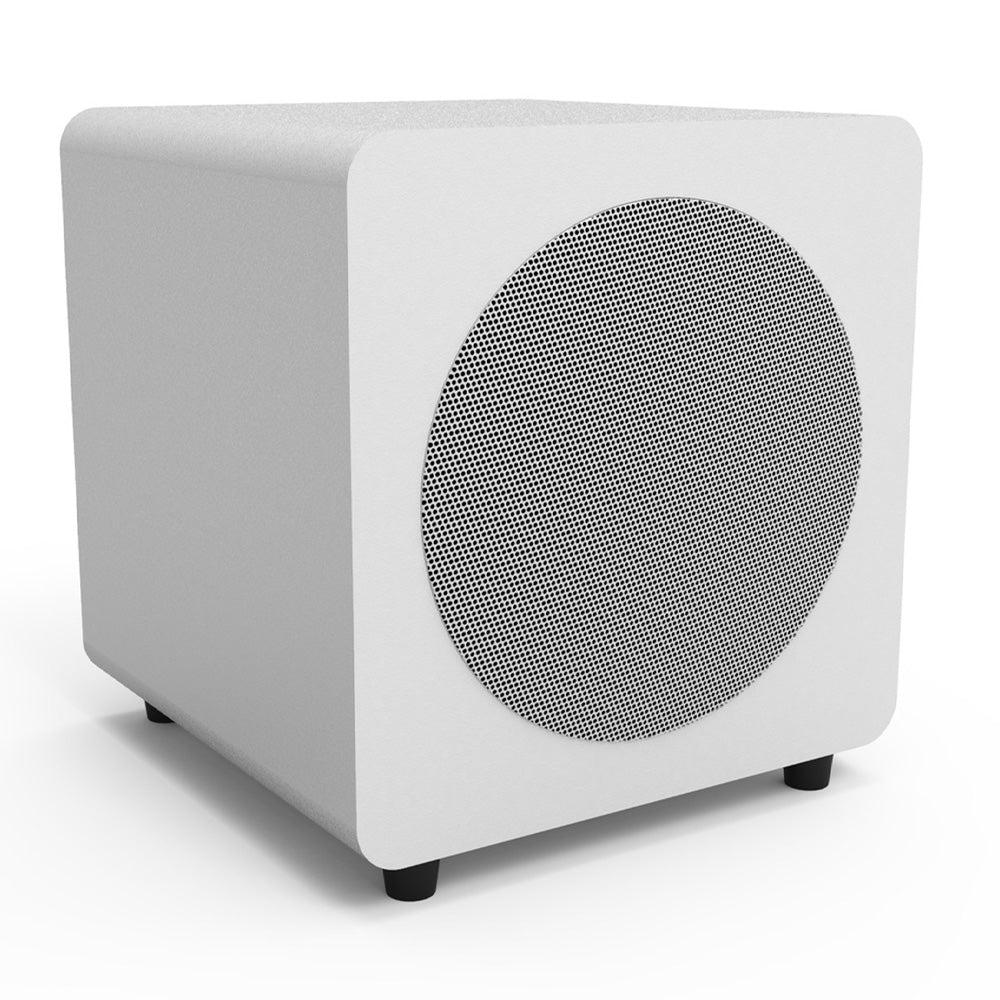 Limited Editon - Kanto SUB8 300W 8" Sealed Powered Subwoofer, Matte White, With White Grill