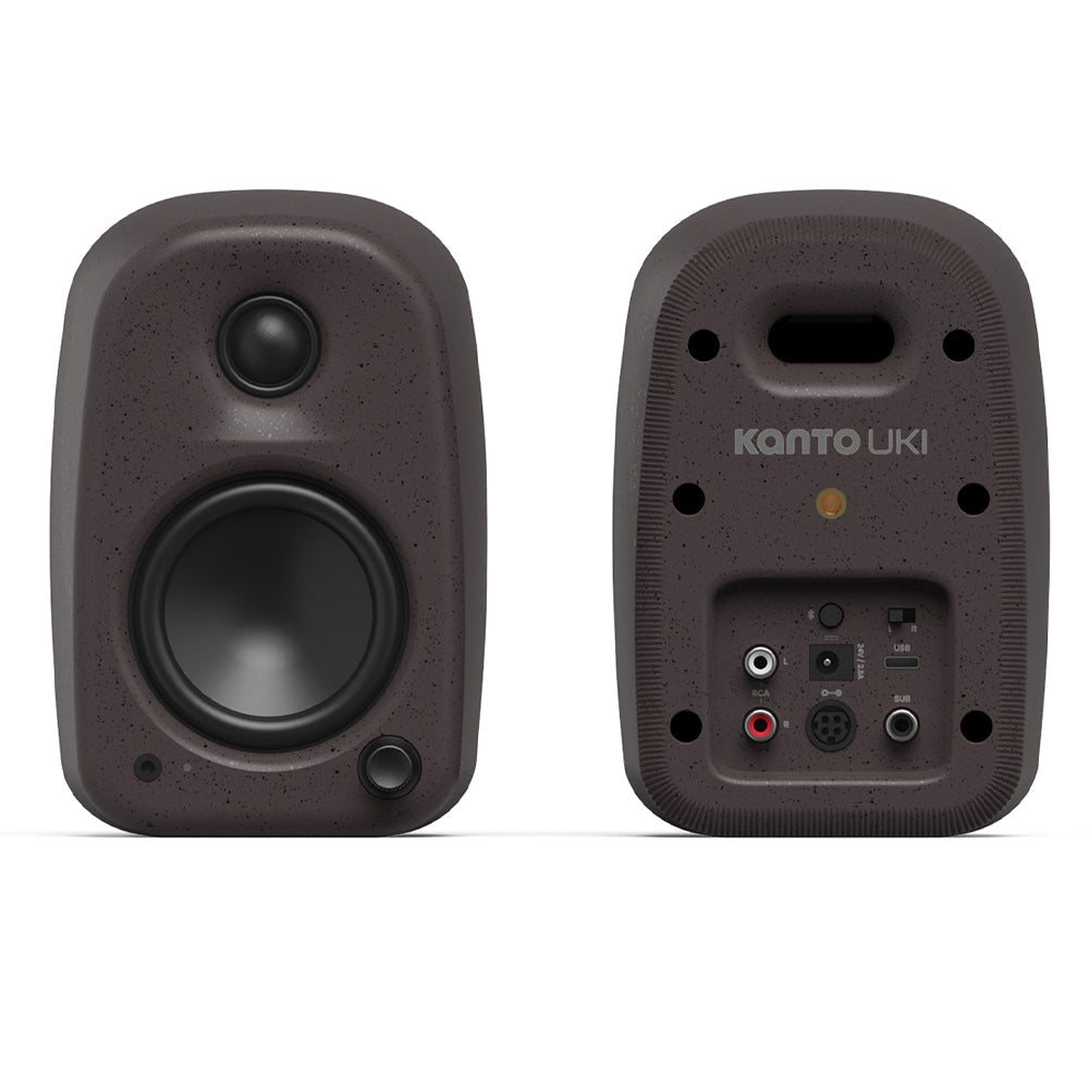 Kanto UKI 100W Desktop Speakers with Bluetooth, USB-C, Headphone out, Pumice (Speckled Brown), Pair