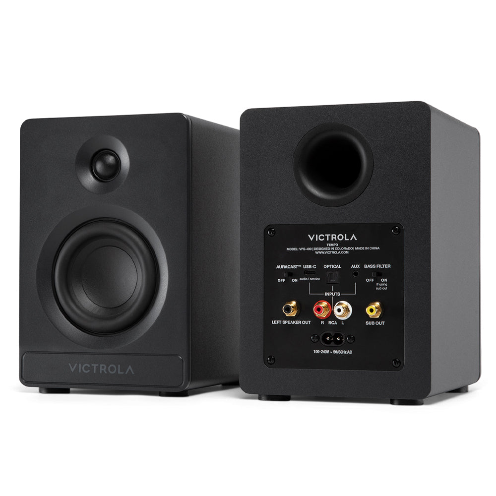 Victrola Tempo Bookshelf Speakers - Black