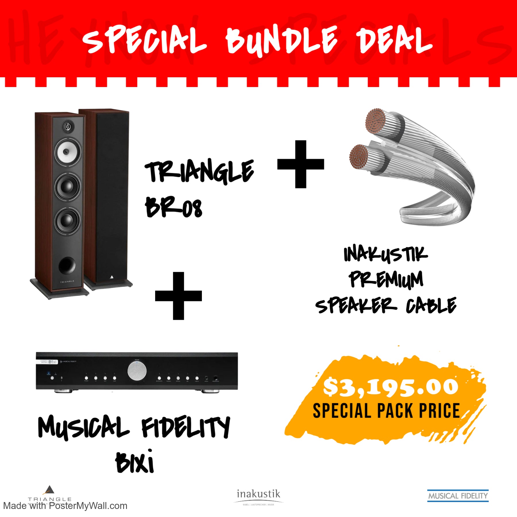 Musical Fidelity B1XI + Triangle BR08 + Inakustik Premium Silver Speaker Cable - 6m