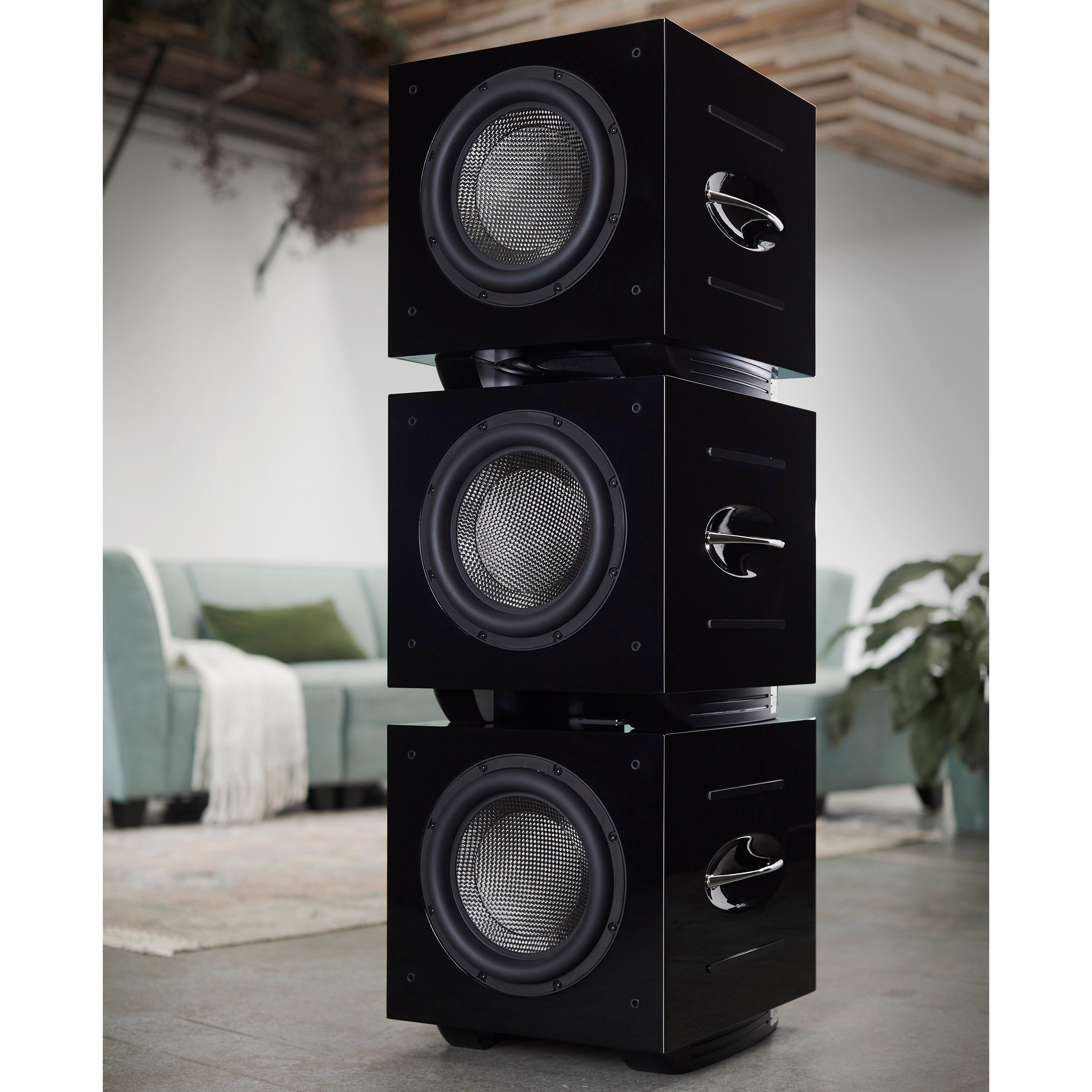 REL Acoustics Series S Carbon Special 12 inch Carbon Fibre Front-firing Active Driver, Down-firing Passive Subwoofer