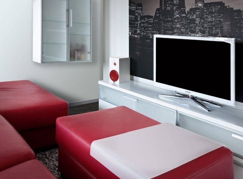 Amphion Helium510 Bookshelf Speakers on the tv rack