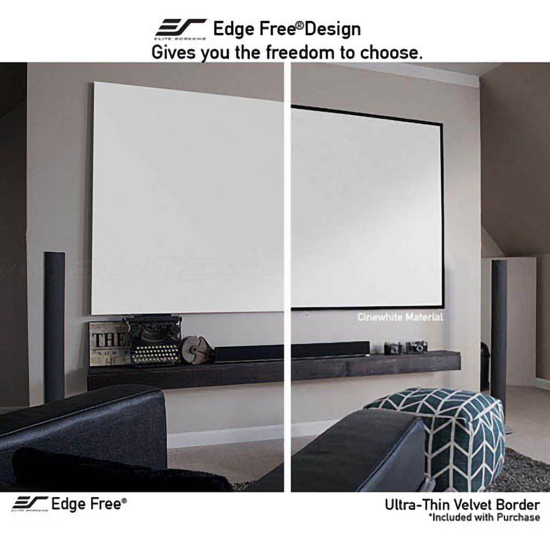 Elite Screens AR120WH2 Aeon Series 120" 16:9 4K Fixed Screen with EDGE FREE Frame