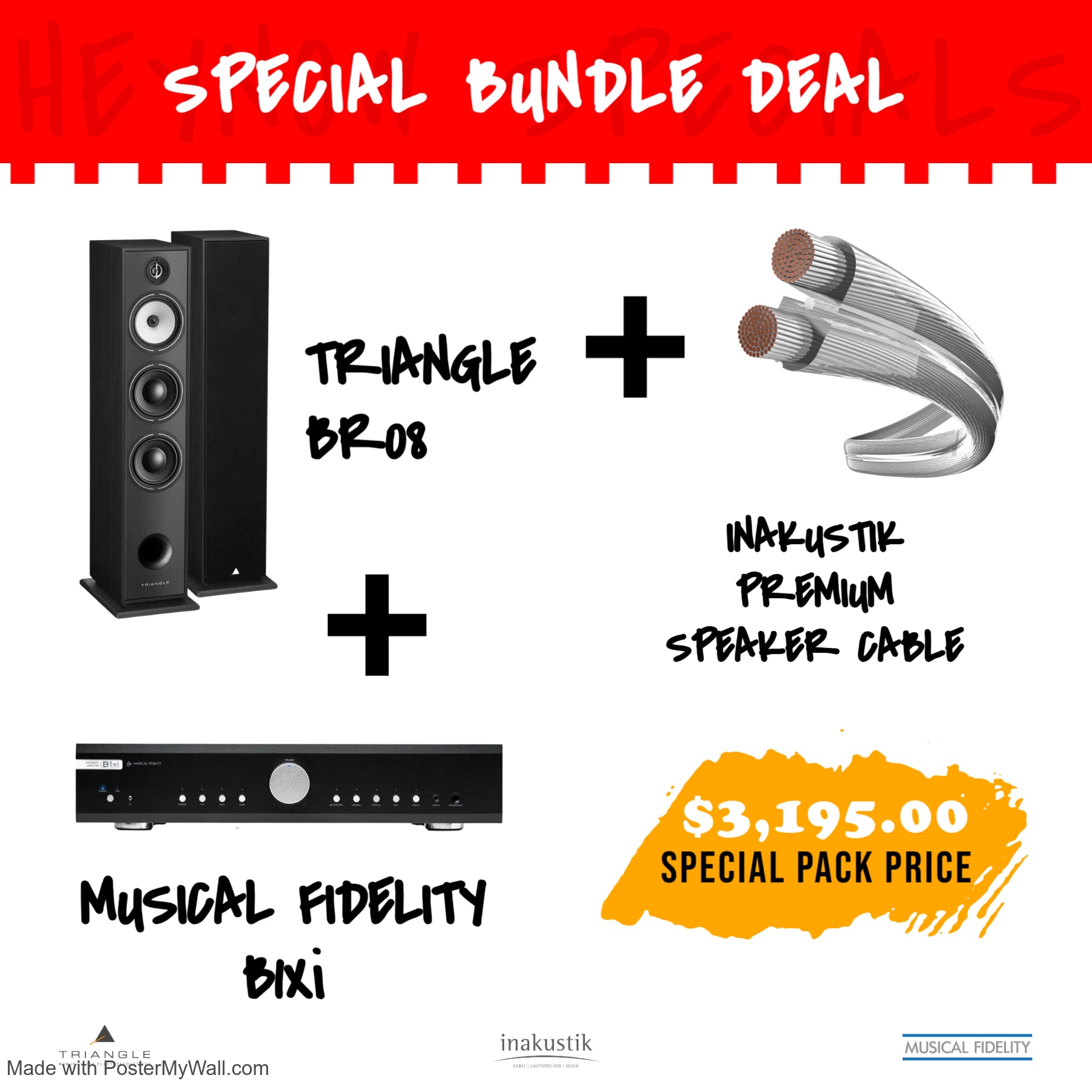 Musical Fidelity B1XI + Triangle BR08 + Inakustik Premium Silver Speaker Cable - 6m