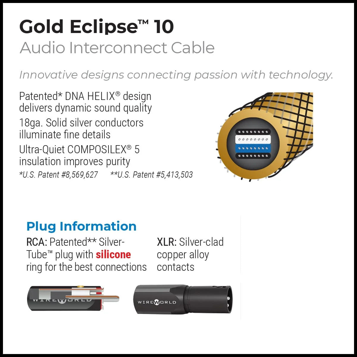 Wireworld Gold Eclipse 10 Audio Interconnect Cable Pair (GEI) (RCA)
