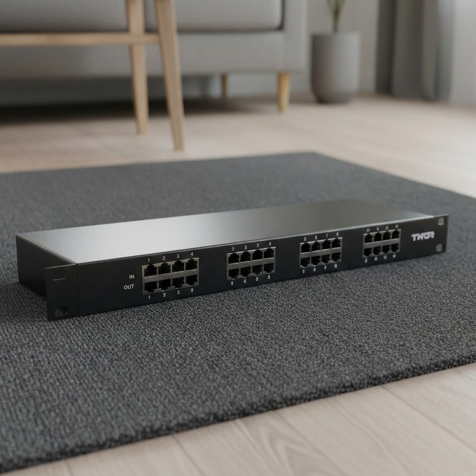 Thor RJ45/16 on a rug in a room with a couch and plant