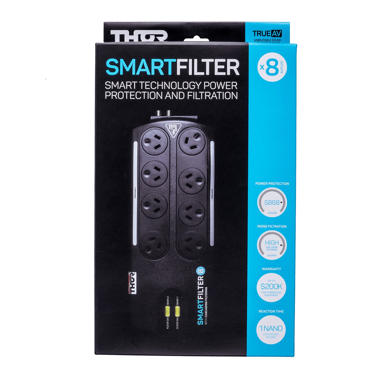THOR B8+ Smartfilter 8-Way Surge Protector with Advanced Filtration