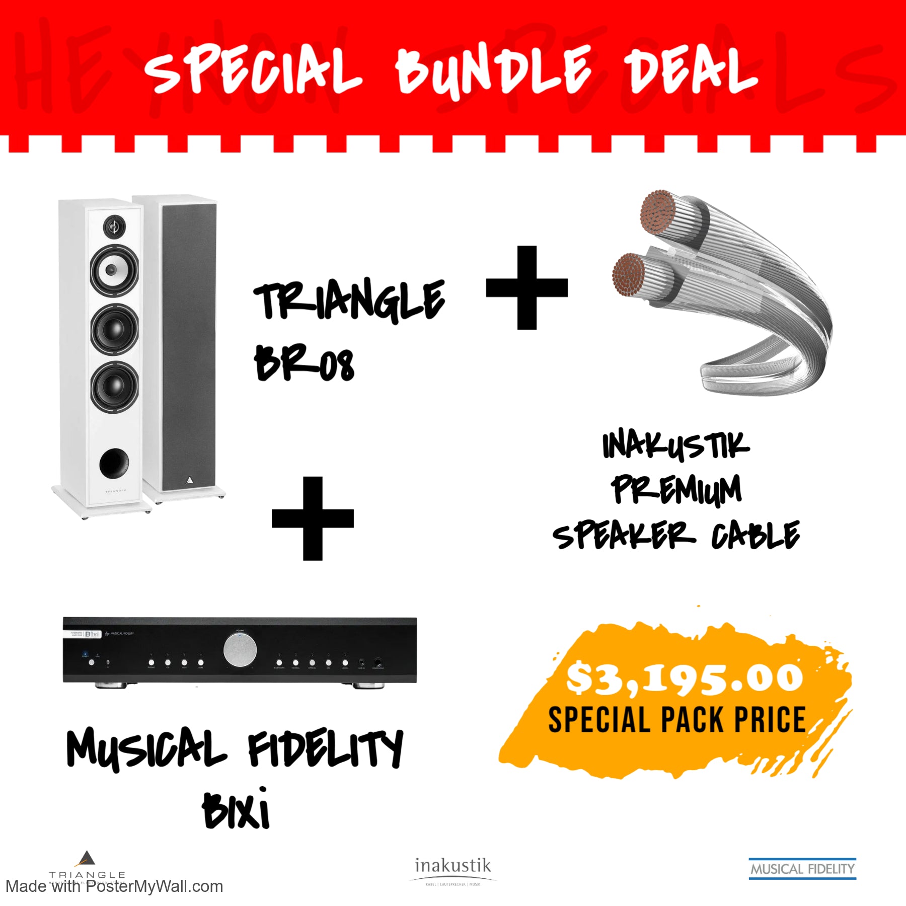 Musical Fidelity B1XI + Triangle BR08 + Inakustik Premium Silver Speaker Cable - 6m