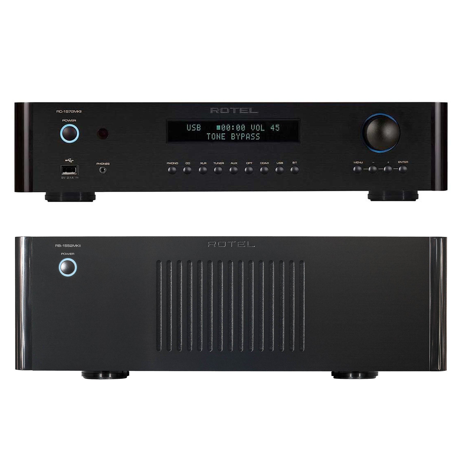 Rotel RC-1572MKII Preamplifier + RB-1552 MKII Power Amplifier Bundle