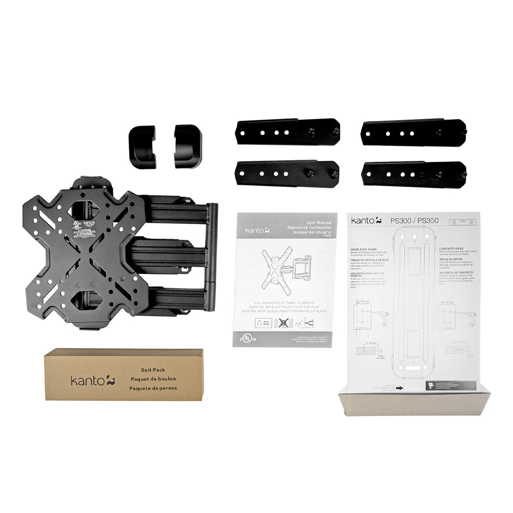 Kanto PS300 Full Motion TV Wall Mount for 25" - 75" TVs, Black