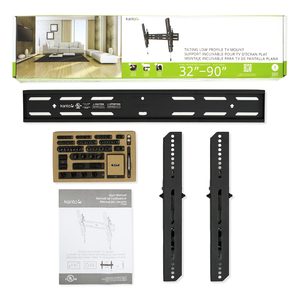 Kanto PT300 Low Profile Tilting TV Mount for 40" - 100" TVs