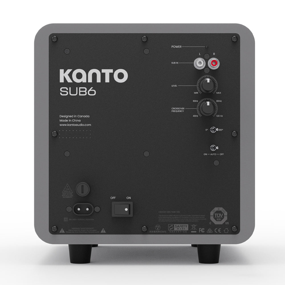 Limited Edition - Kanto SUB6 200W 6" Sealed Powered Subwoofer, Matte Grey