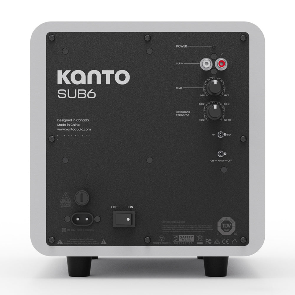 Kanto SUB6 200W 6" Sealed Powered Subwoofer, Matte White