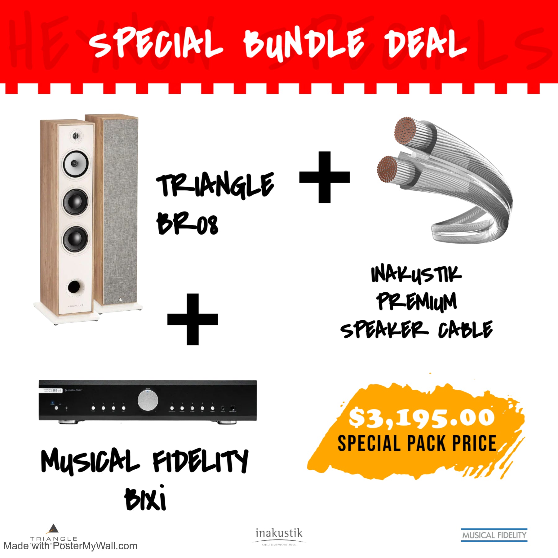 Musical Fidelity B1XI + Triangle BR08 + Inakustik Premium Silver Speaker Cable - 6m