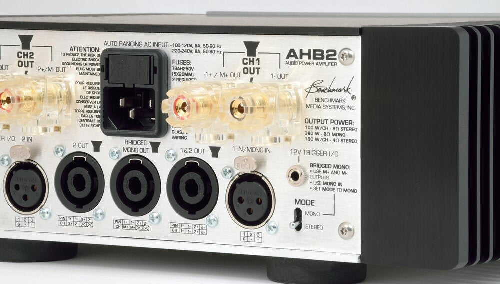 Benchmark AHB2 Power Amplifier rear angle view