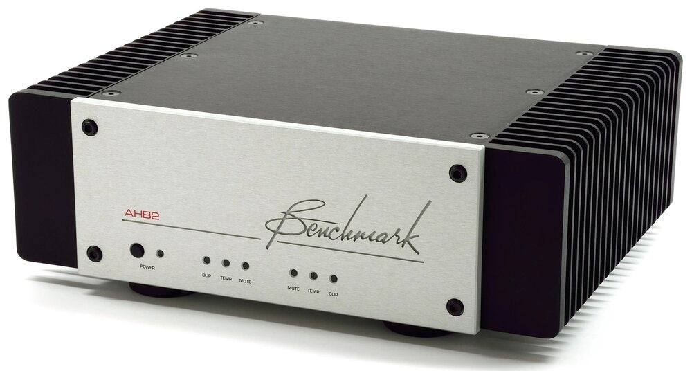 Silver Benchmark AHB2 Power Amplifier angle view