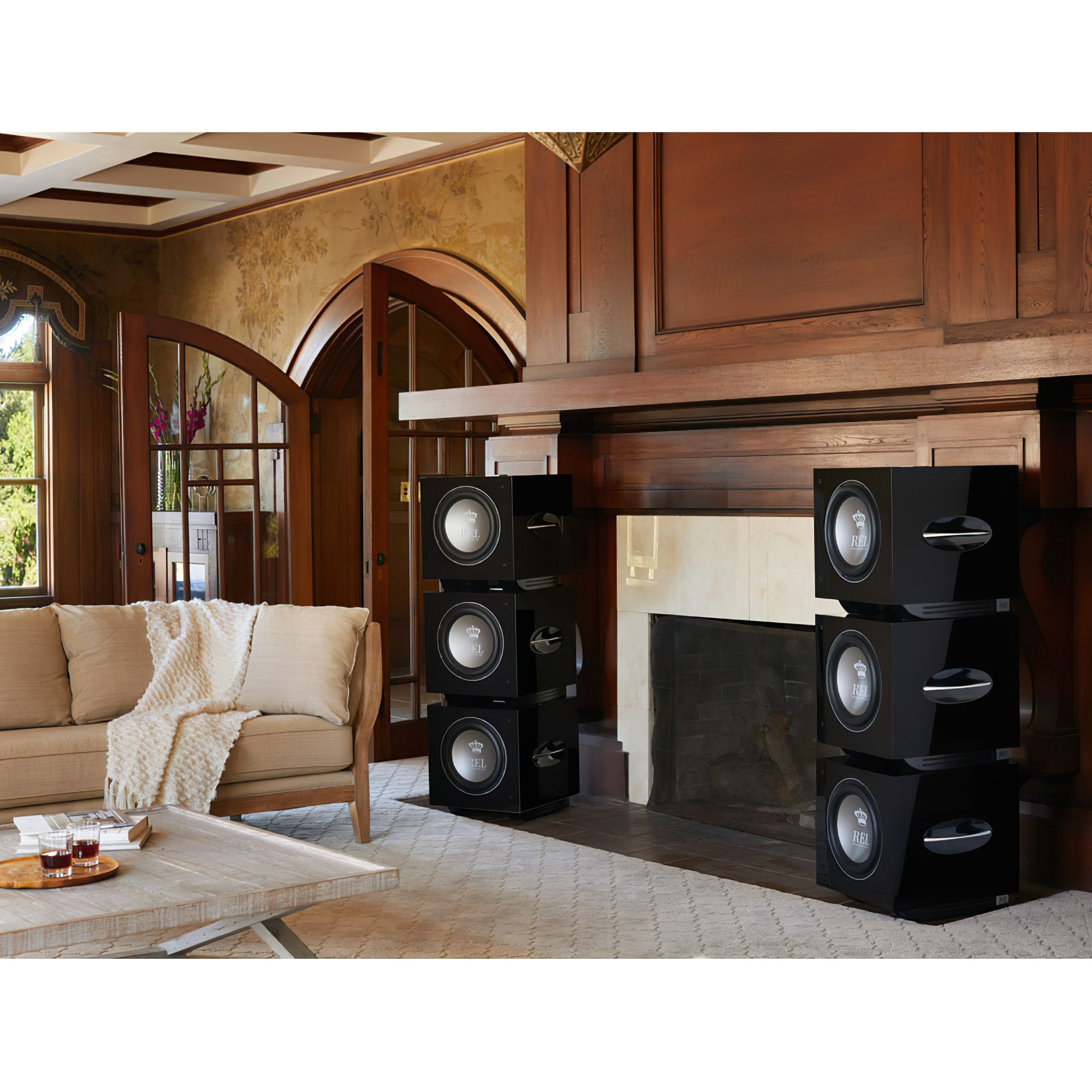 REL Acoustics S/812 12 inch Front-firing Active Driver, Down-firing Passive Home Subwoofer