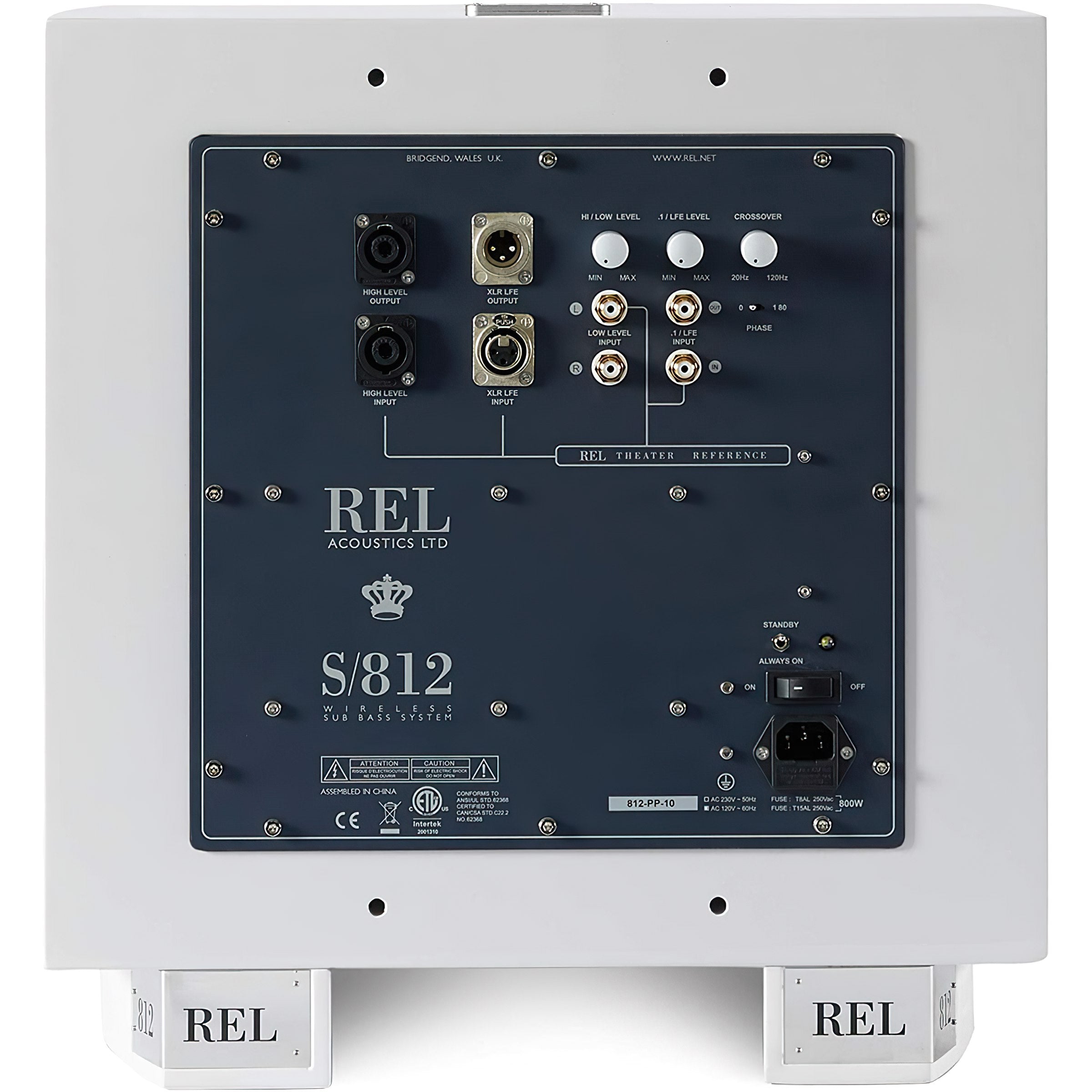 REL Acoustics S/812 12 inch Front-firing Active Driver, Down-firing Passive Home Subwoofer