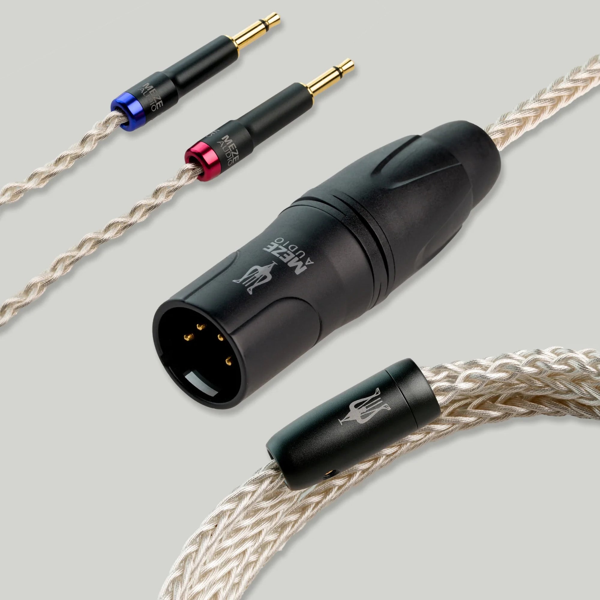 Meze Audio Mono 3.5mm to 2.5mm Balanced / 3.5mm / 4.4 mm / 6.3 mm / 4-pin XLR Balanced Silver PCUHD Premium Cables for LIRIC