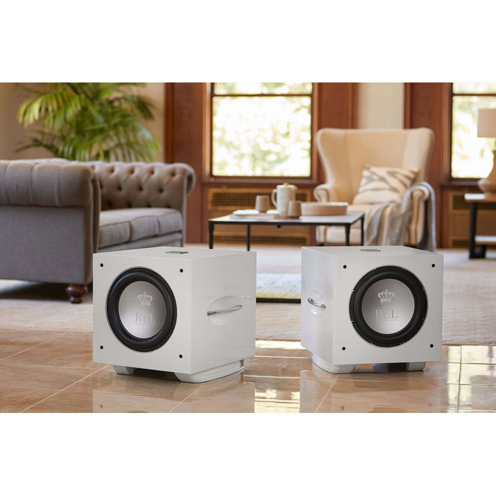 REL Acoustics S/812 12 inch Front-firing Active Driver, Down-firing Passive Home Subwoofer