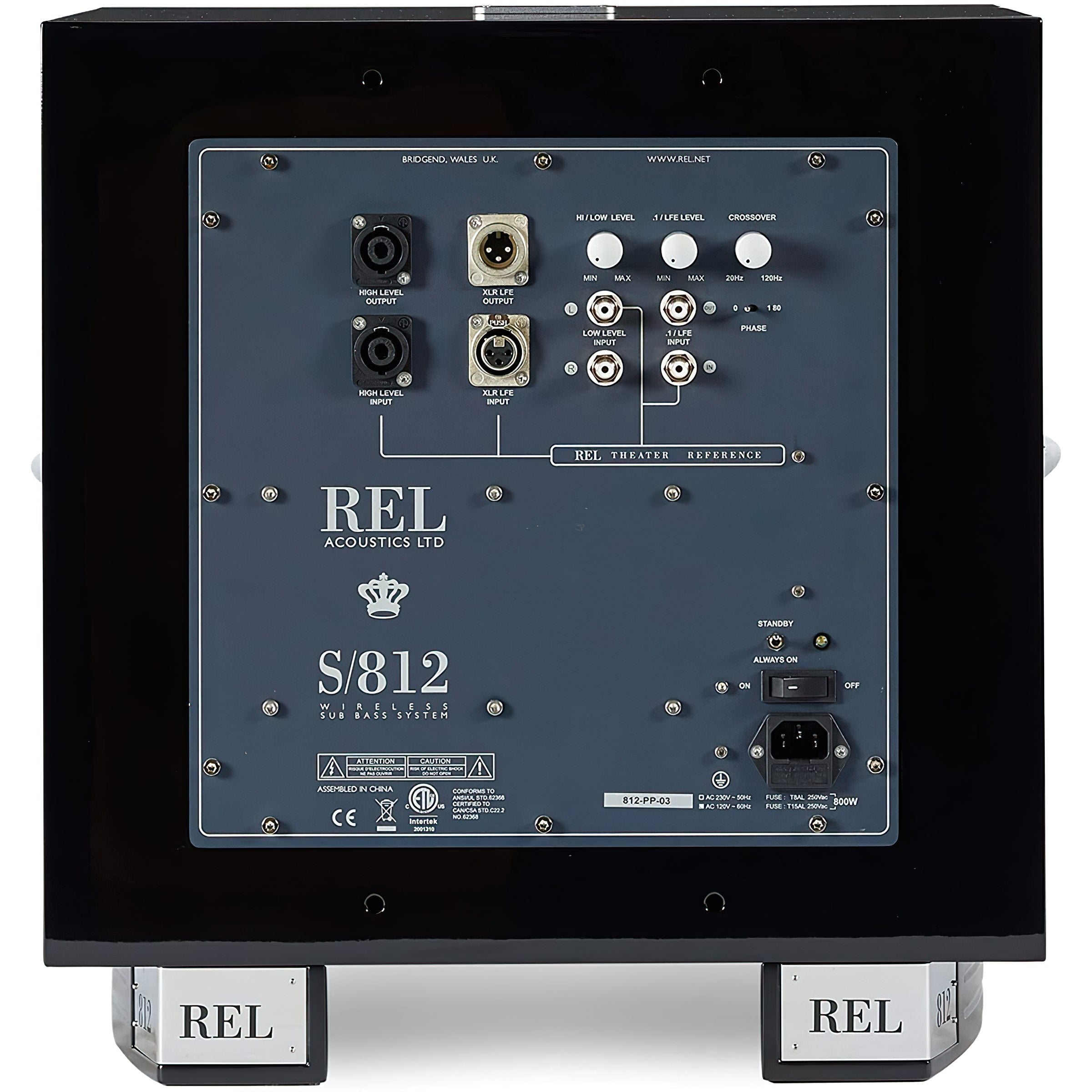 REL Acoustics S/812 12 inch Front-firing Active Driver, Down-firing Passive Home Subwoofer
