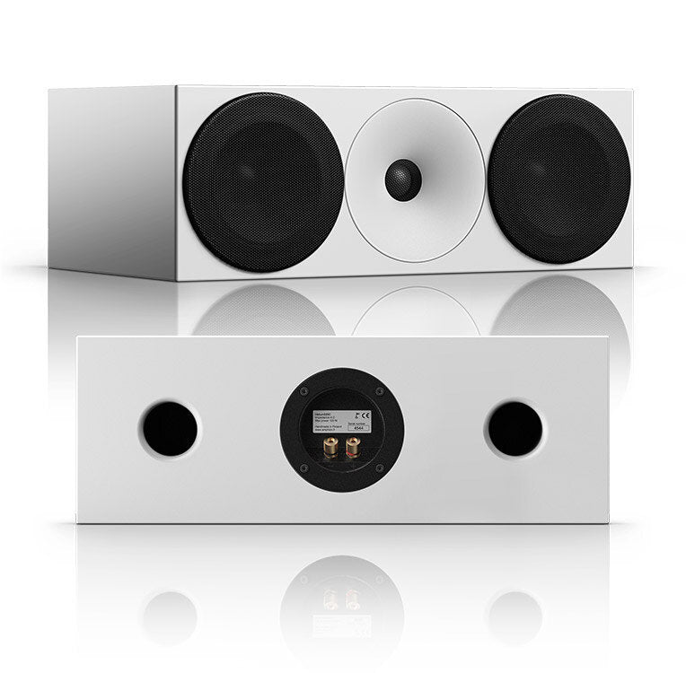 White Amphion Helium520C Centre Speakers Single black grid