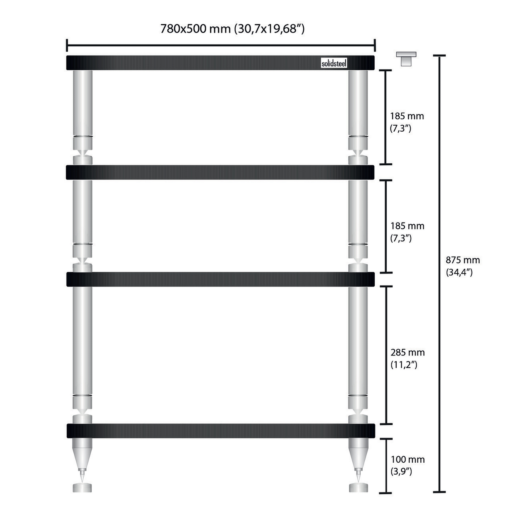 Solidsteel HY-4L Hi-Fi Rack Black