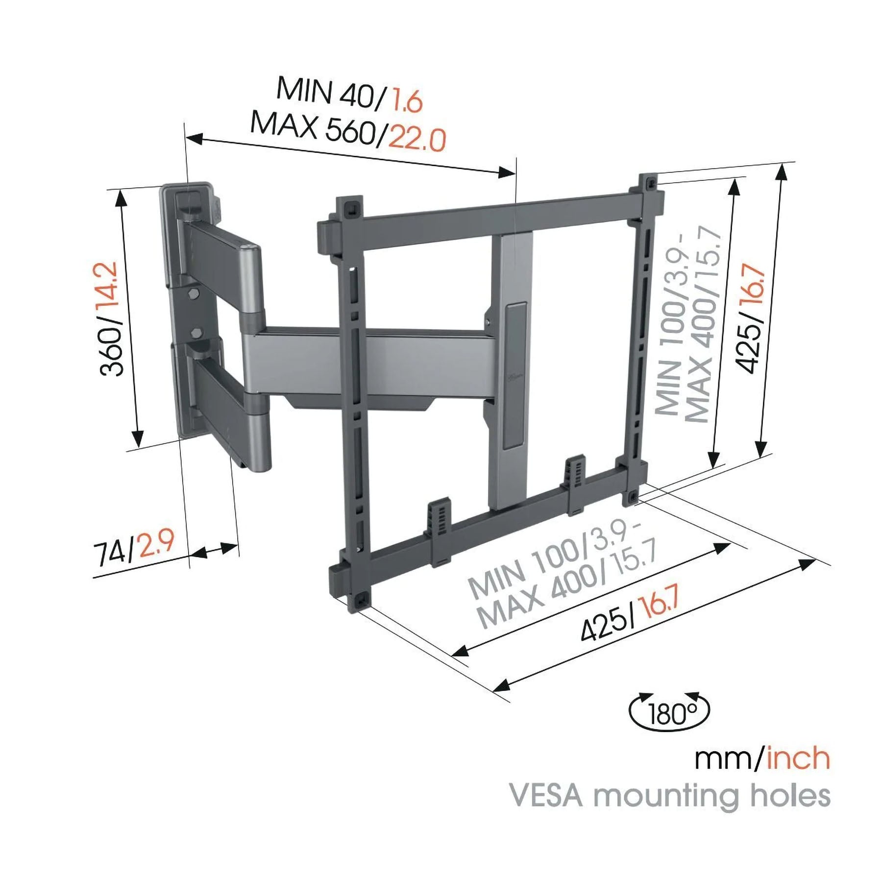 Vogel's TVM 5445 Full-Motion TV Wall Mount (black)