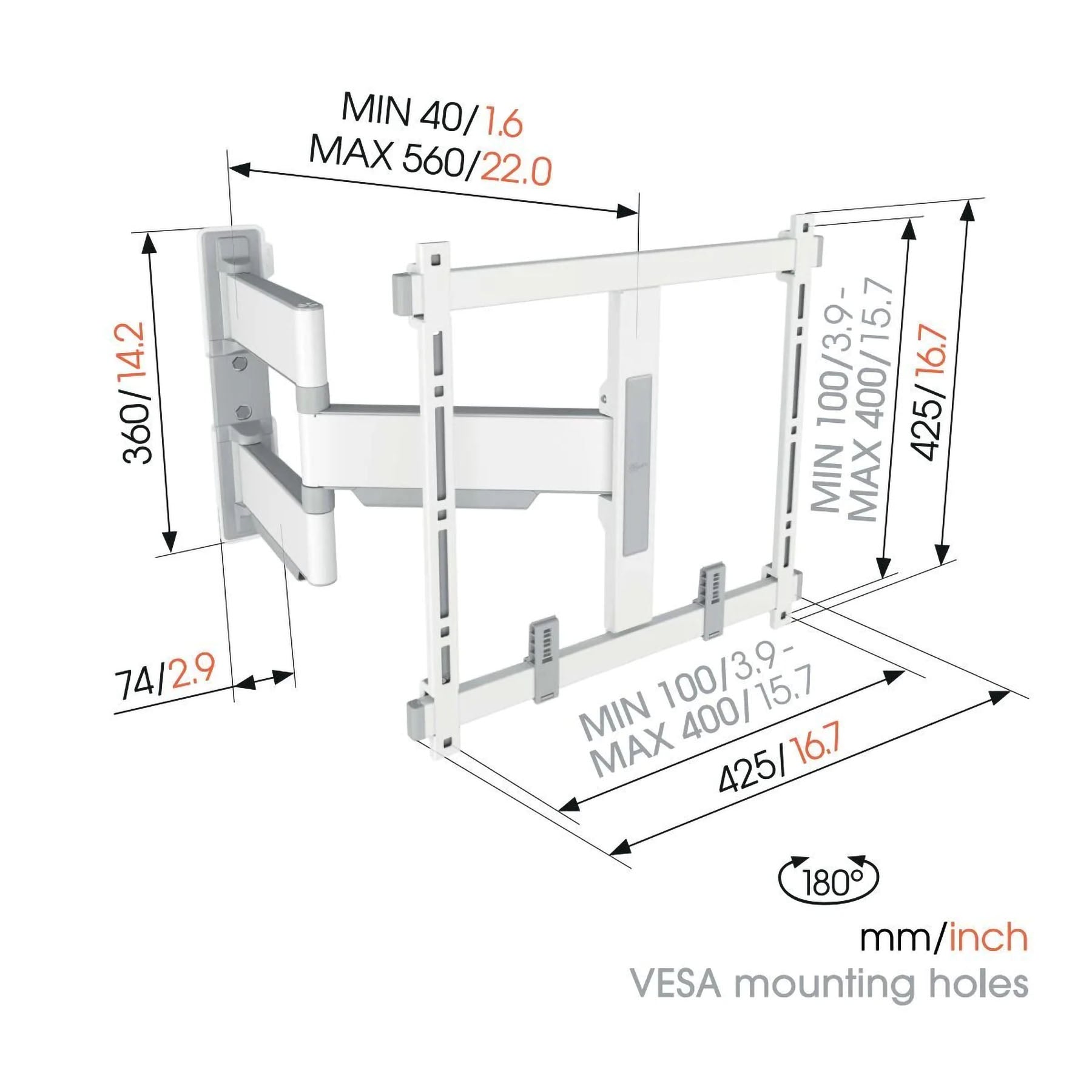 Vogel's TVM 5445 Full-Motion TV Wall Mount (white)